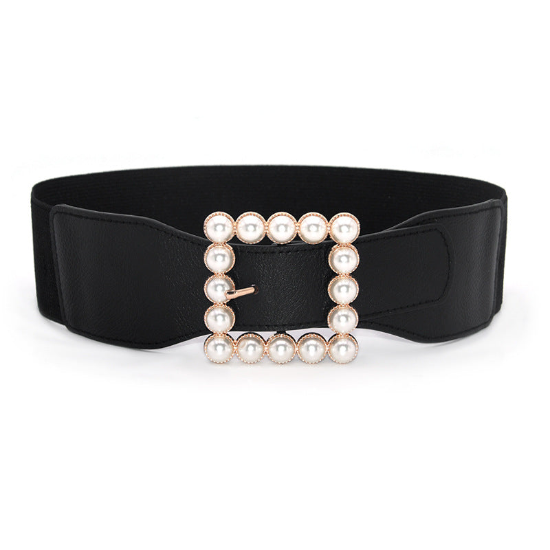 The elastic belt with square pearl jlthb0032