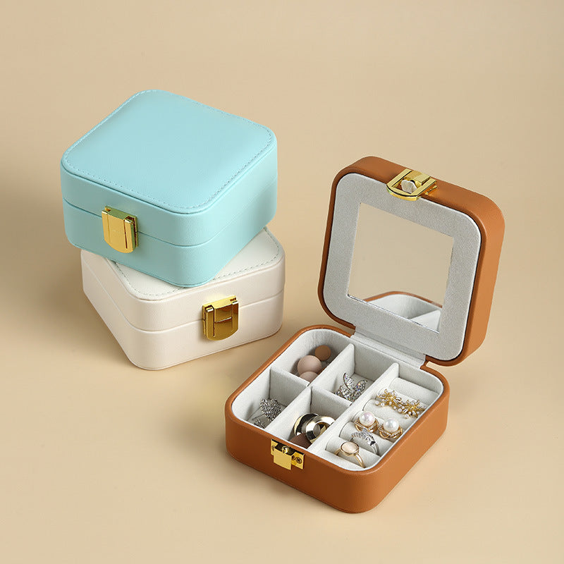 Candy colored jewelry storage box pu leather flip-top jewelry storage Kit